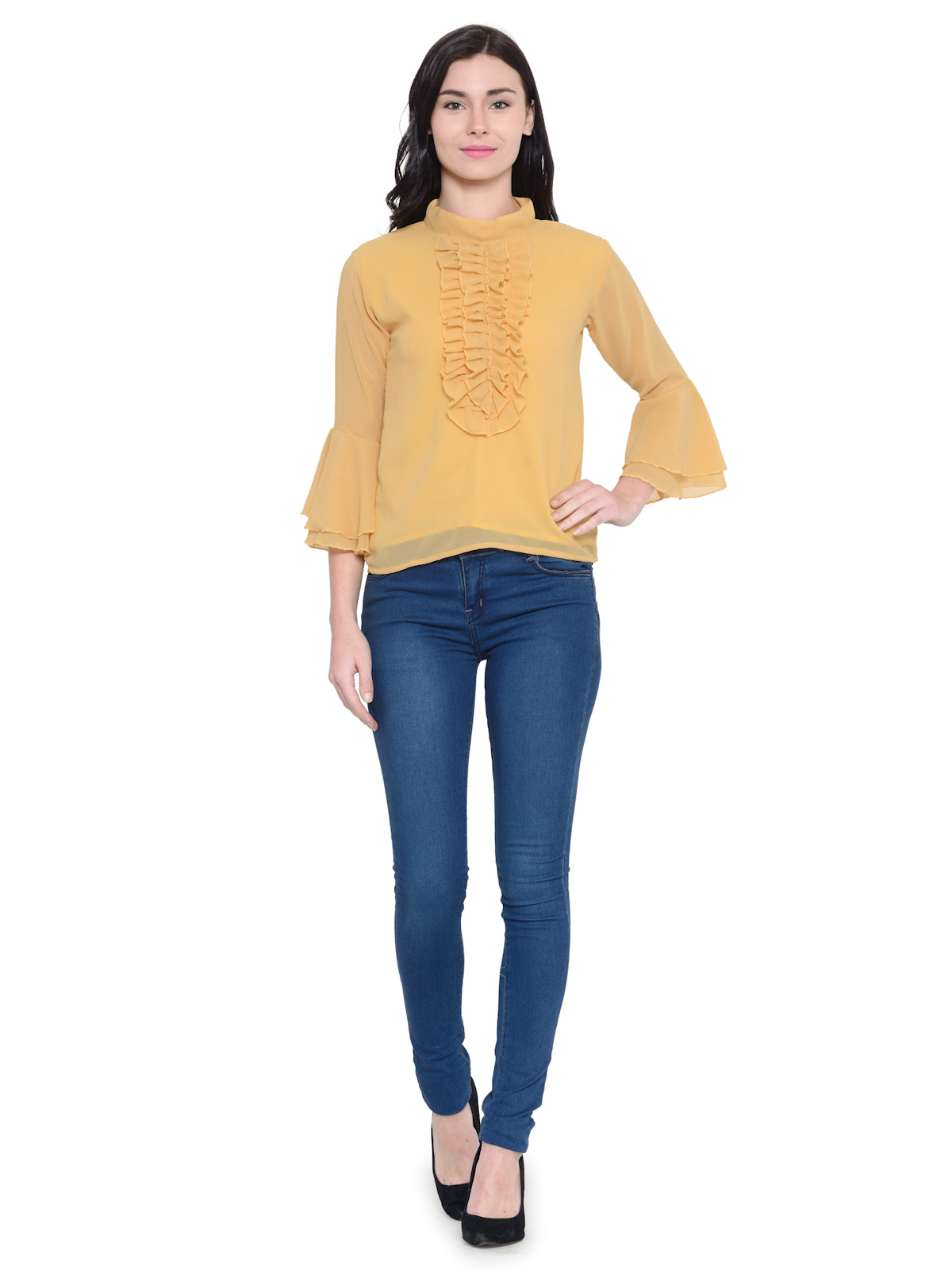 Sunny Yellow Bell sleeves Frill top